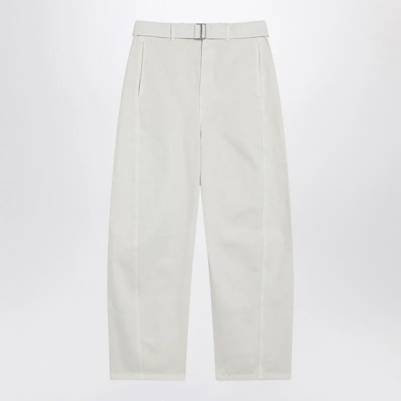 IVORY COTTON WIDE-LEG TWISTED BELTED PANT sold by Lord & Taylor