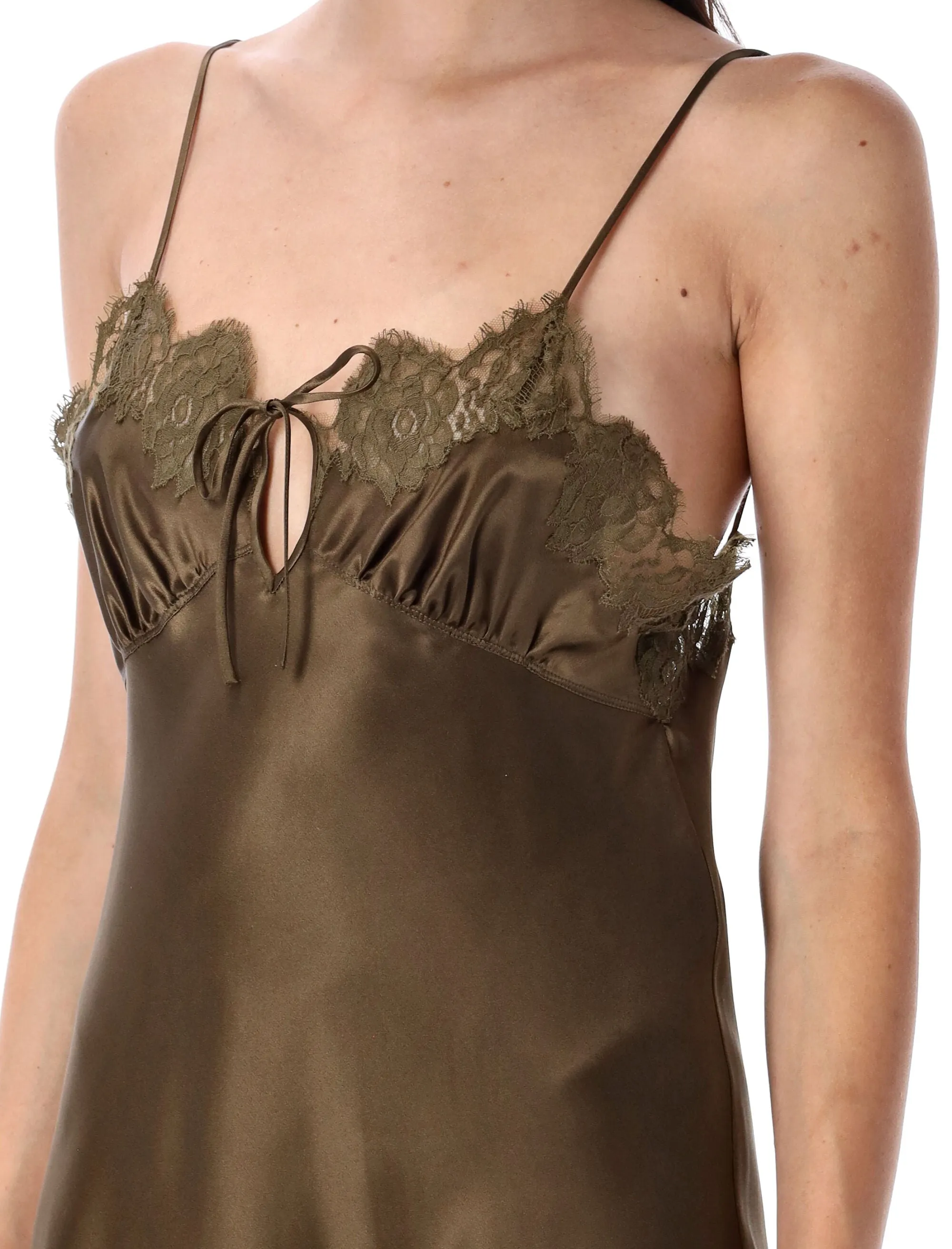 ARMY GREEN SATIN DRESS sold by Lord & Taylor product image thumbnail 3