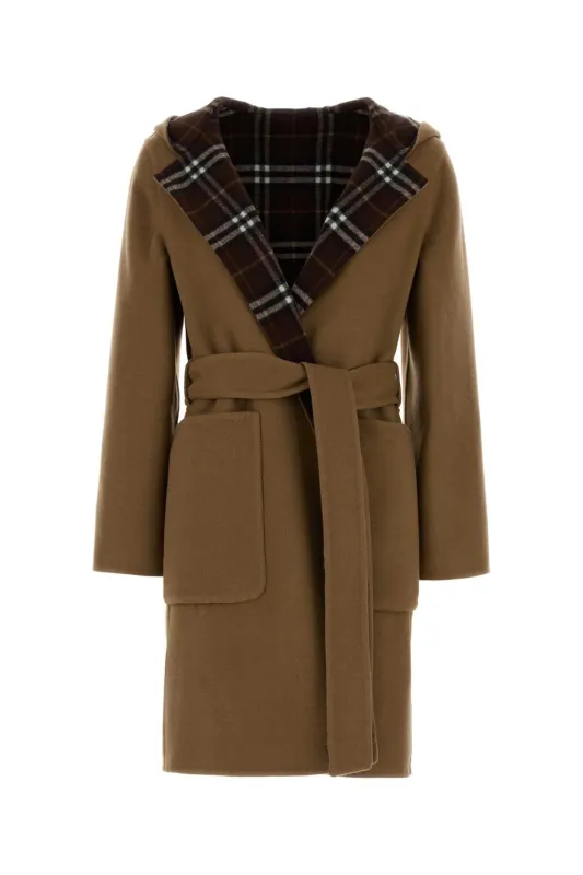 CAMEL WOOL REVERSIBILE COAT made by Burberry