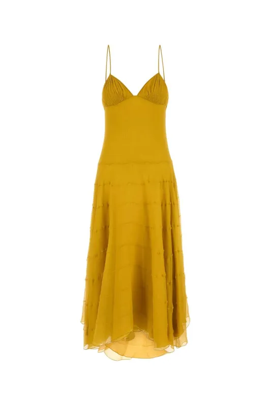 YELLOW CREPE DRESS sold by Lord & Taylor