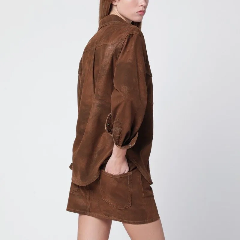 TOBACCOCOLORED FAUX LEATHER KARIMA SHIRT sold by Lord & Taylor product image thumbnail 2