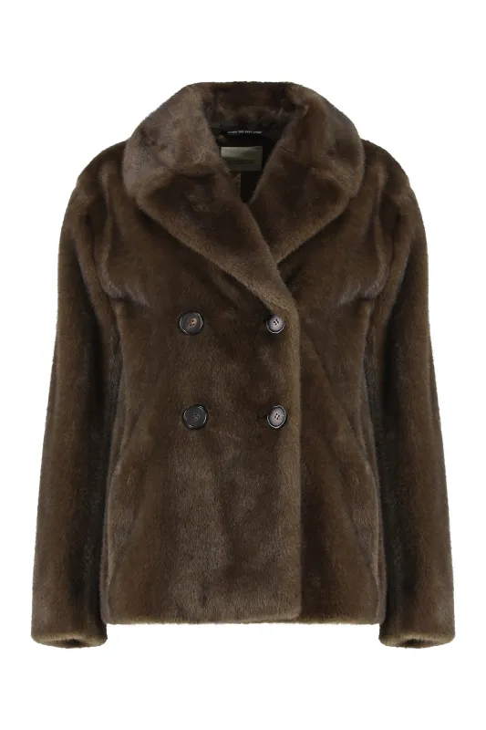 DOUBLE-BREASTED JACKET IN ECO-FUR sold by Lord & Taylor