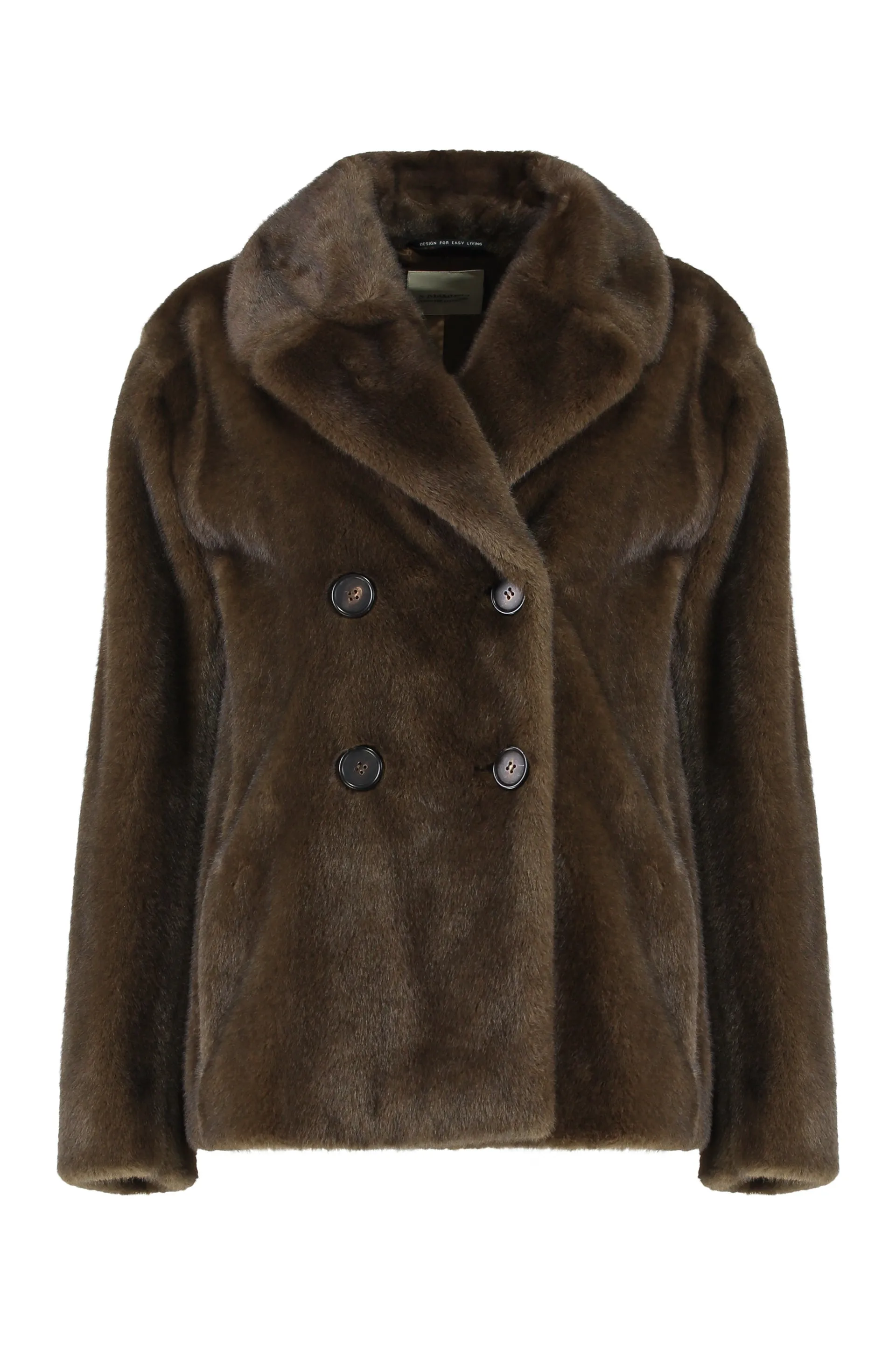 DOUBLE-BREASTED JACKET IN ECO-FUR sold by Lord & Taylor