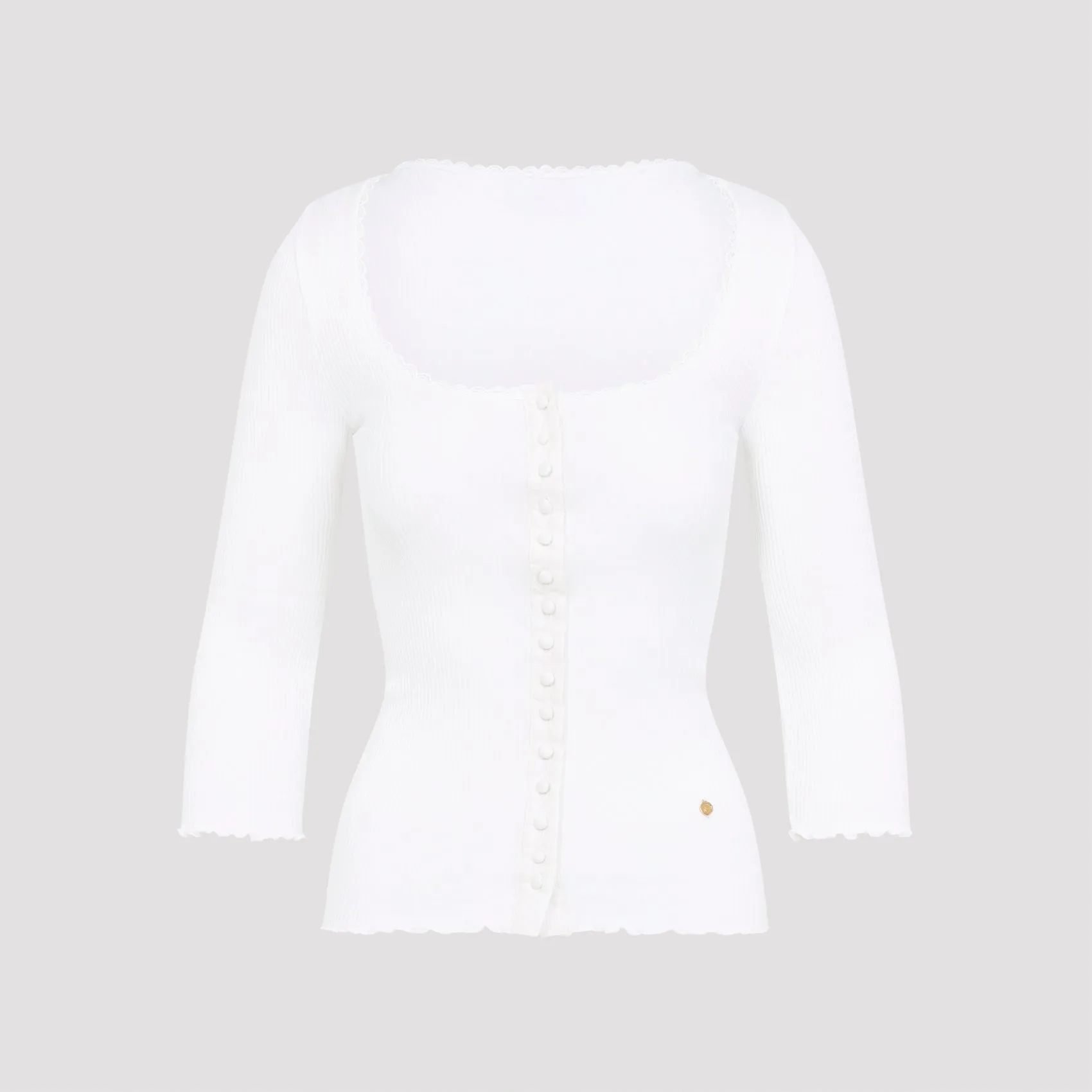 WHITE FITTED COTTON CARDIGAN sold by Lord & Taylor product image thumbnail 2
