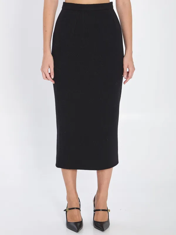 BLACK WOOL CLOTH PENCIL SKIRT sold by Lord & Taylor