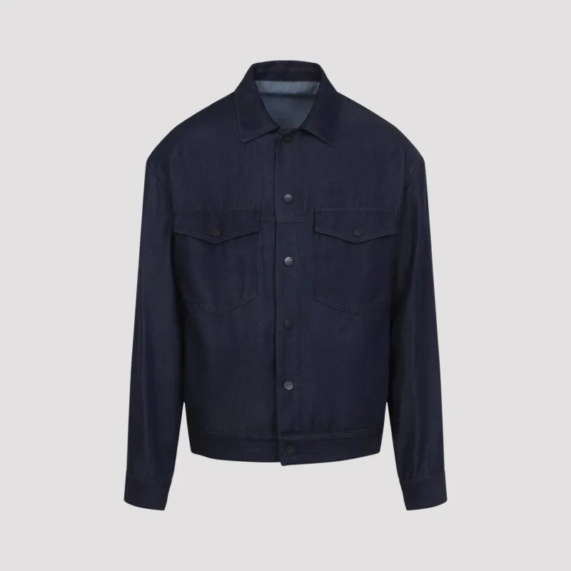 BLUE VISCOSE JACKET made by Giorgio Armani