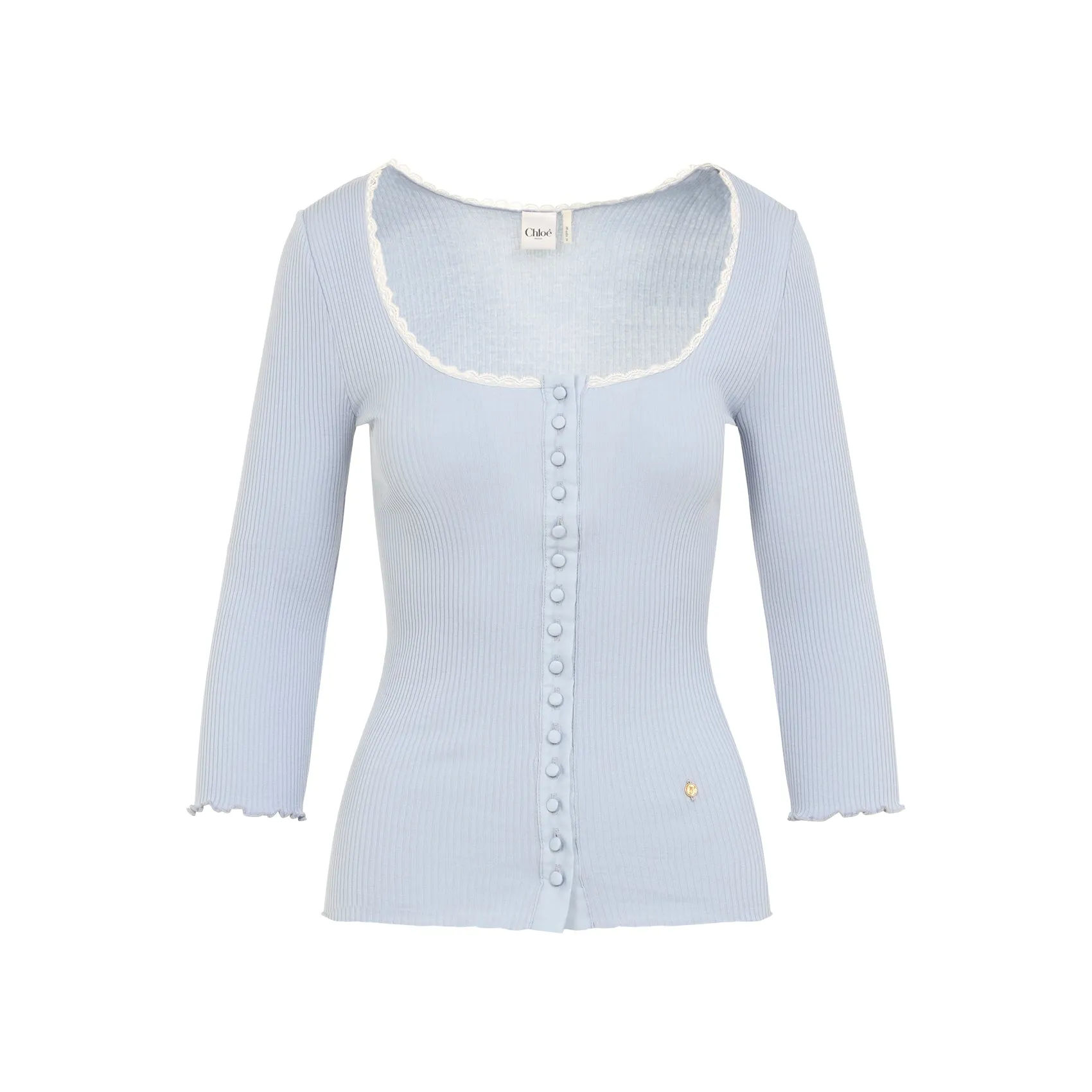 LIGHT BLUE FITTED COTTON CARDIGAN sold by Lord & Taylor