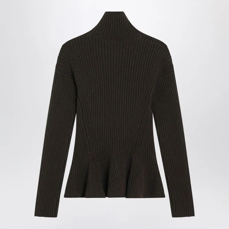 MOSS GREEN PEPLUM TURTLENECK IN CASHMERE BLEND sold by Lord & Taylor product image thumbnail 2