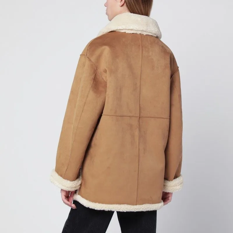 BEIGE FAUXLEATHER SHEARLINGEFFECT COAT sold by Lord & Taylor product image thumbnail 2