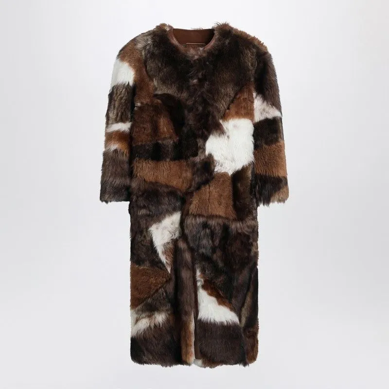 PATCHWORK SHEARLING COAT sold by Lord & Taylor