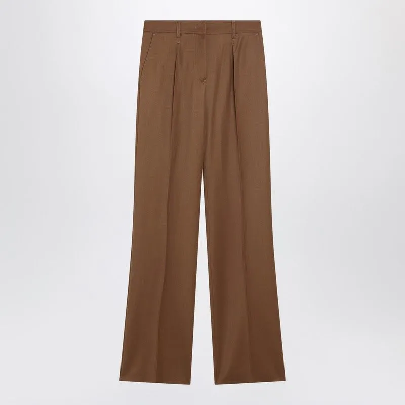 BROWN WOOL GABARDINE TROUSERS sold by Lord & Taylor