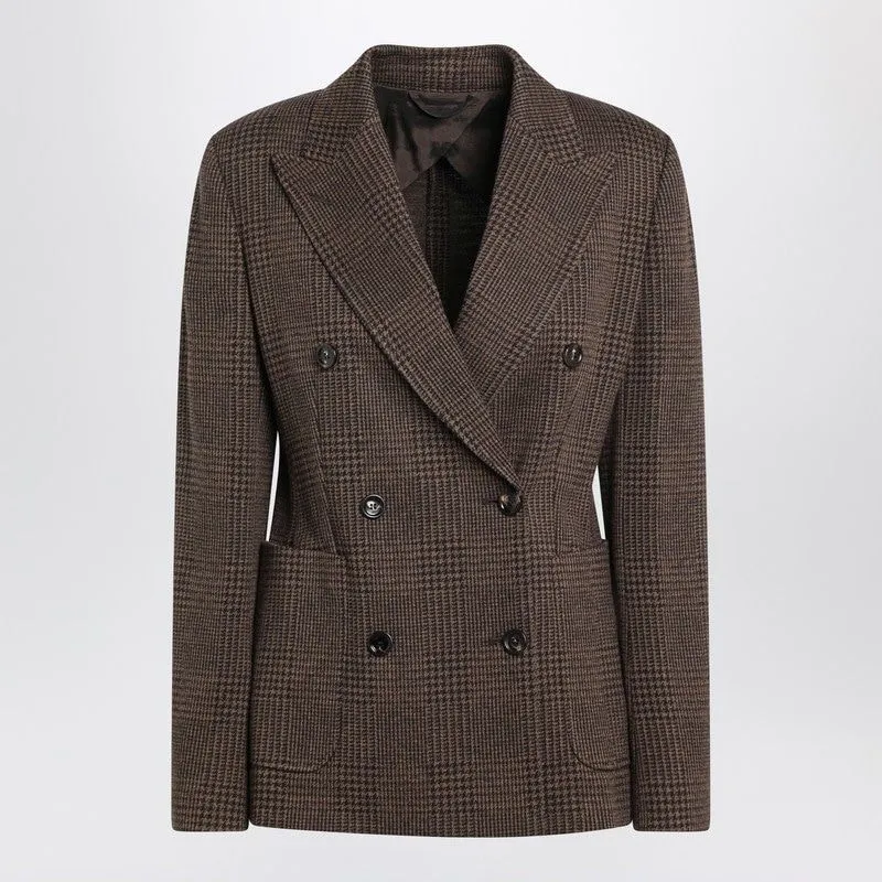 BROWN PRINCE OF WALES DOUBLEBREASTED JACKET sold by Lord & Taylor