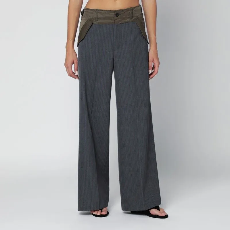 GREY/KHAKI PINSTRIPE BIMATERIAL TROUSERS sold by Lord & Taylor