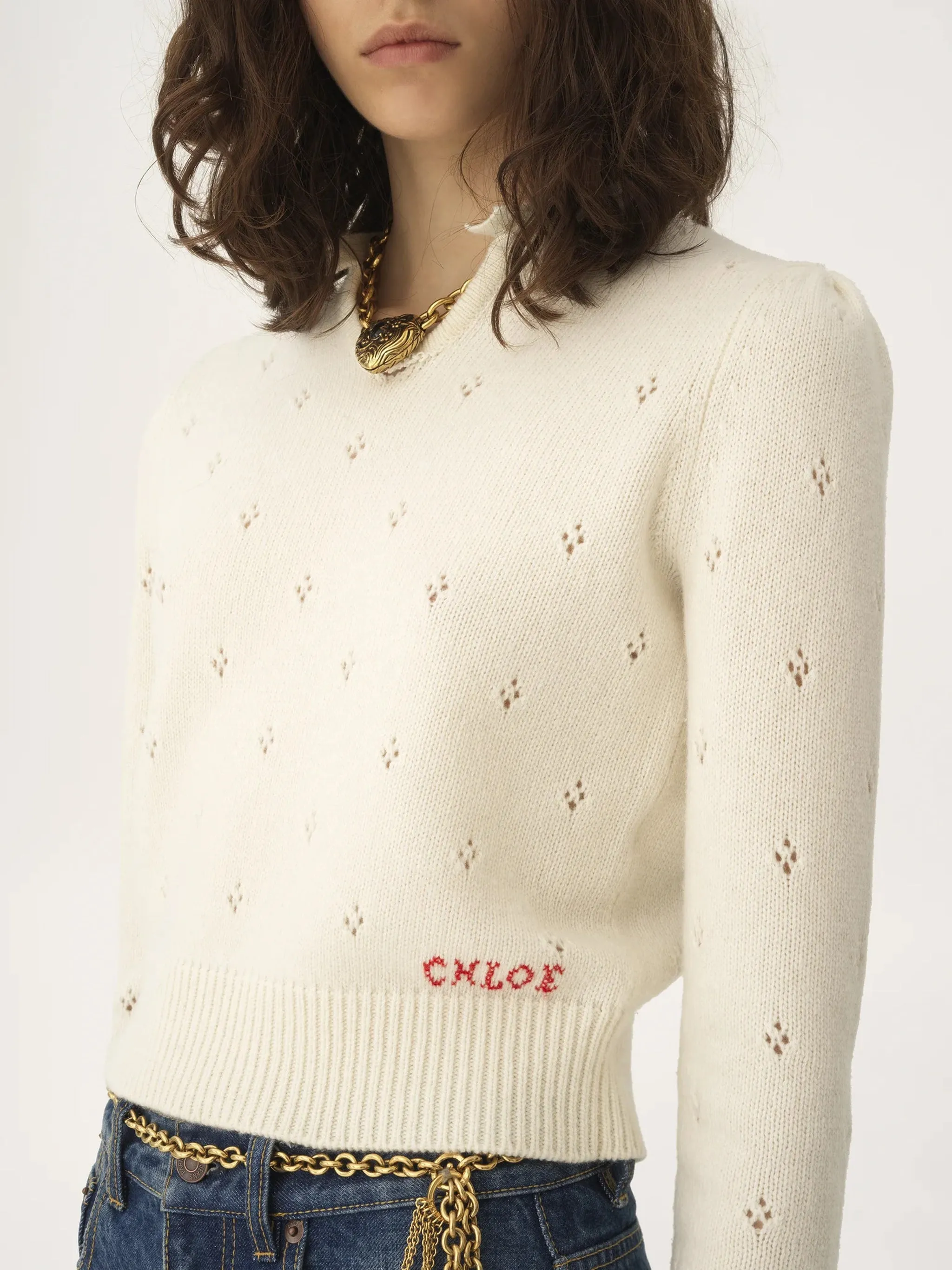 PERFORATED WOOL AND CASHMERE SWEATER sold by Lord & Taylor product image thumbnail 5