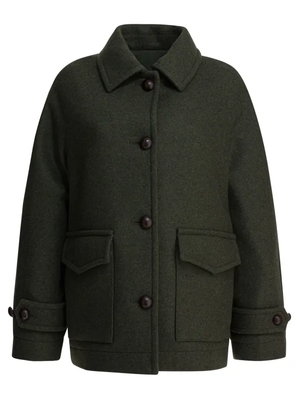 GREEN WOOL DOUBLE-BREASTED COAT sold by Lord & Taylor