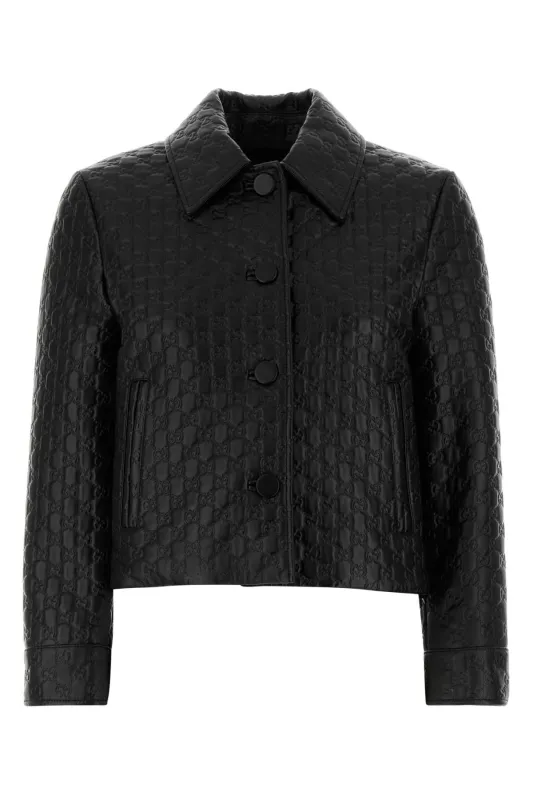 LEATHER JACKET WITH EMBOSSED GG sold by Lord & Taylor