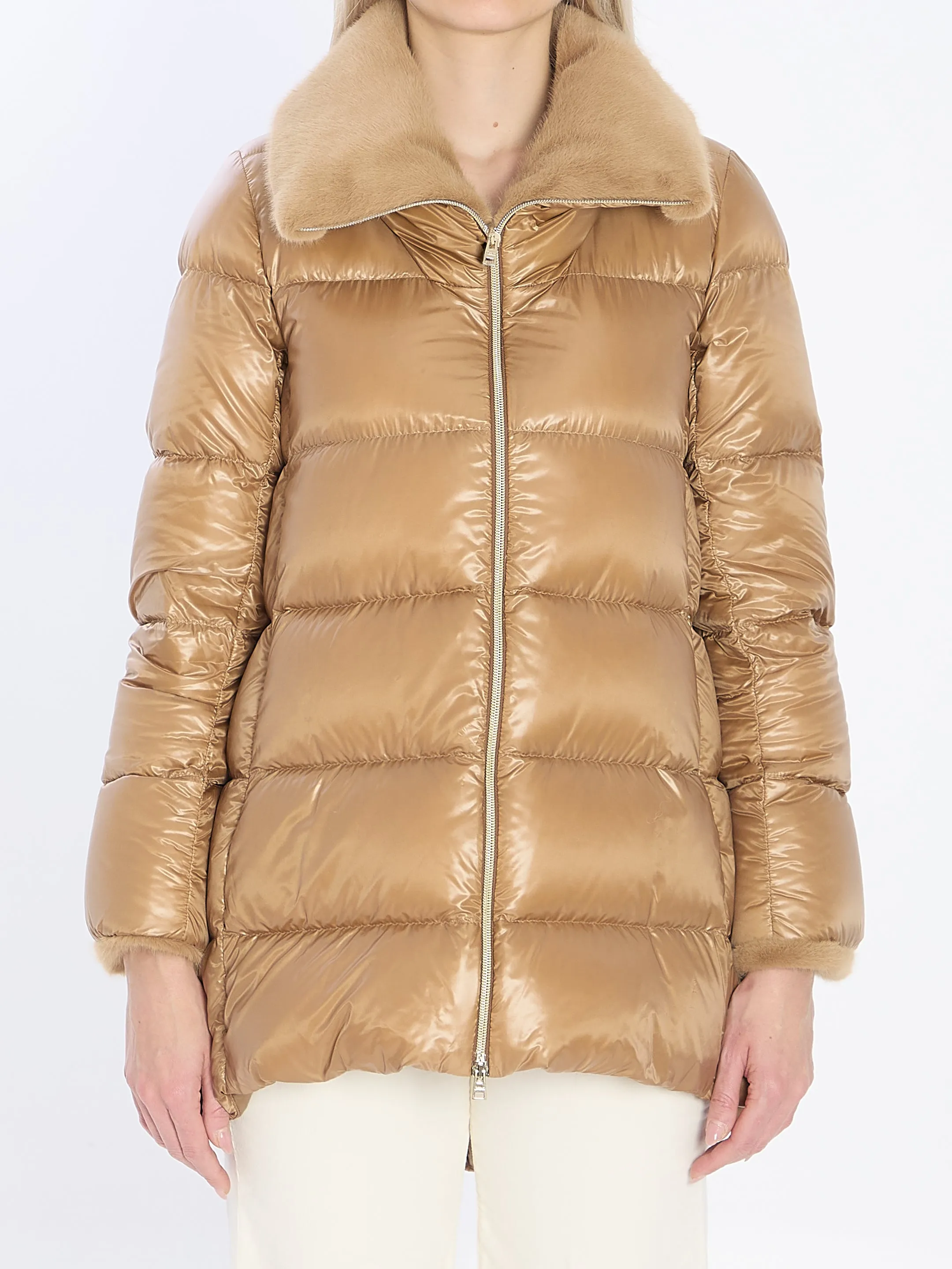 LIGHT PUFFER WITH COLLAR FUR sold by Lord & Taylor