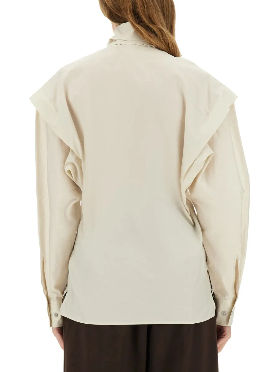 SAND COTTON BLEND BLOUSE sold by Lord & Taylor product image thumbnail 3