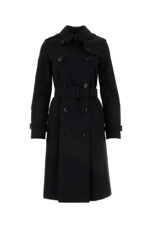 BLACK GABARDINE HERITAGE KENSINGTON TRENCH COAT sold by Lord & Taylor