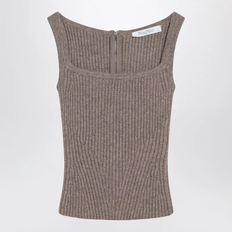 HAZELNUTCOLORED TOP IN WOOL AND CASHMERE BLEND sold by Lord & Taylor