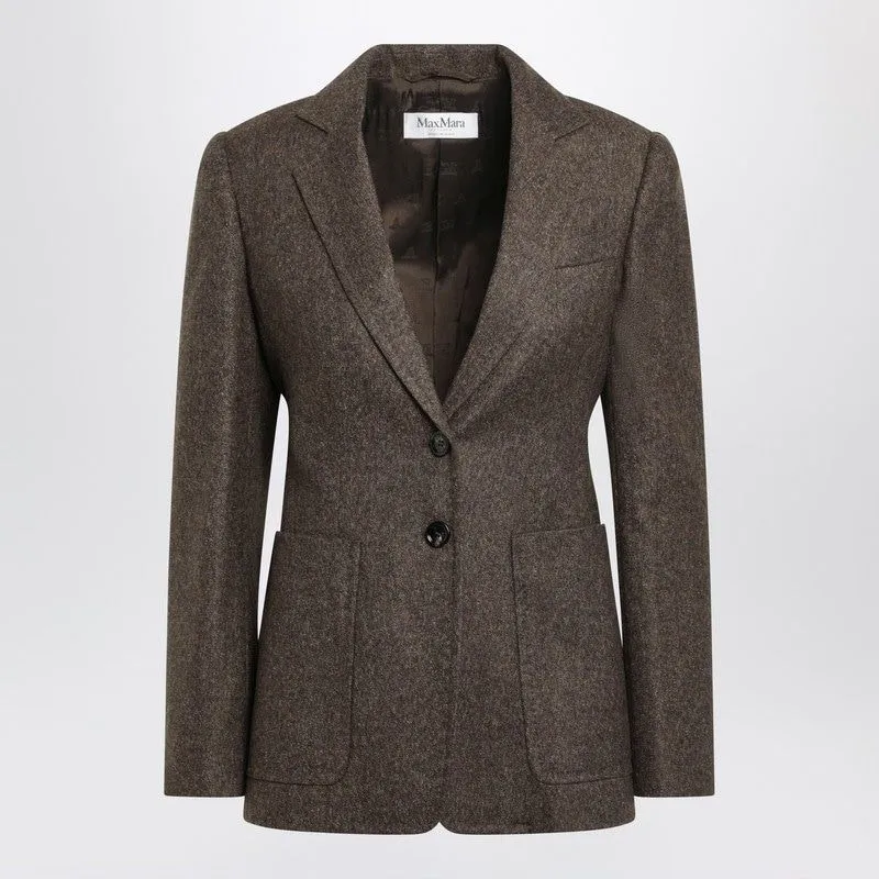 BROWN SINGLEBREASTED JACKET IN WOOL TWEED sold by Lord & Taylor