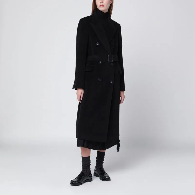 BLACK DOUBLEBREASTED COAT WITH BELT sold by Lord & Taylor