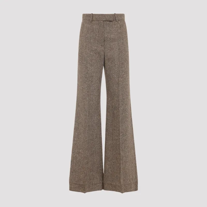 IVORY/BROWN PATTERNED WOOL TROUSERS made by Valentino