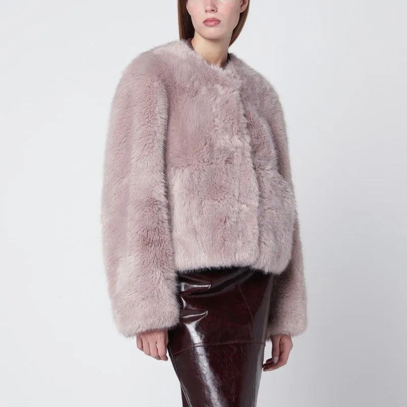 PINK SHORT CREWNECK FAUXFUR JACKET sold by Lord & Taylor