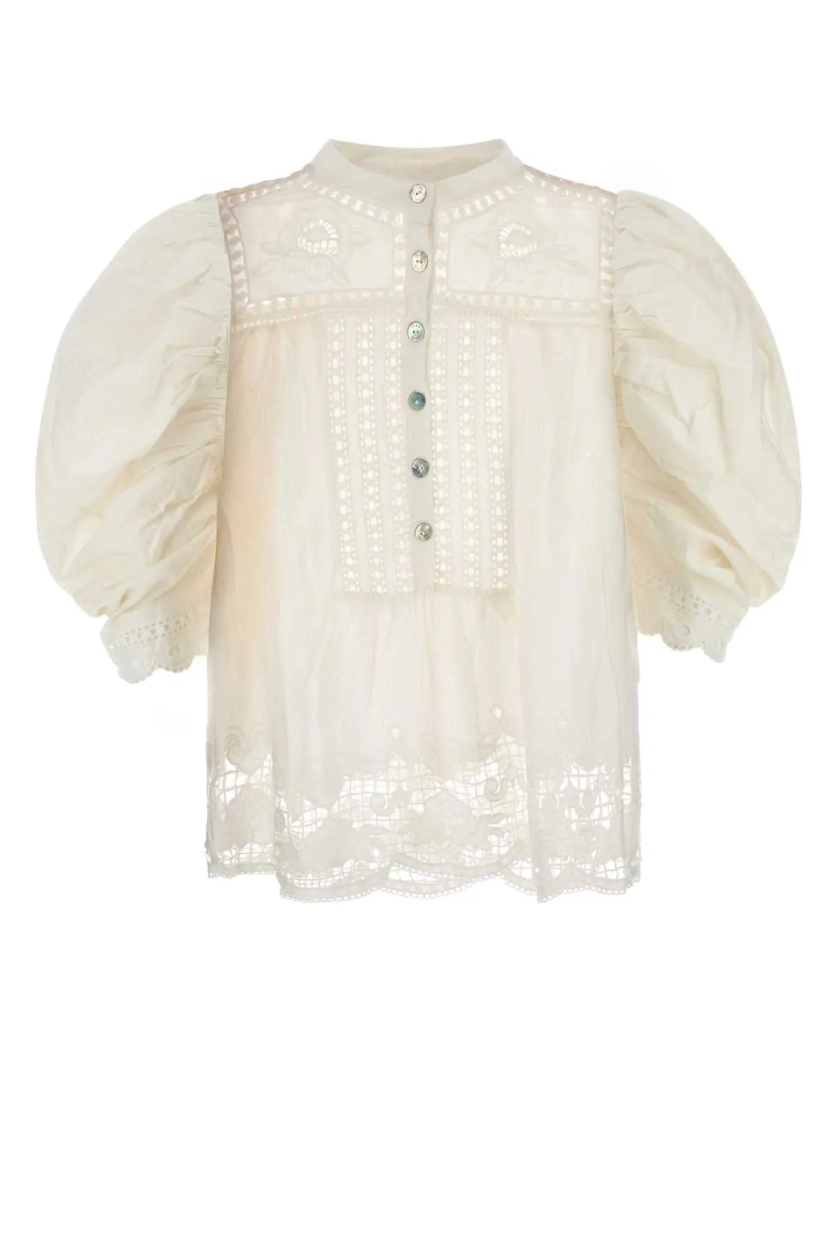 WHITE LINEN BLEND BLOUSE sold by Lord & Taylor