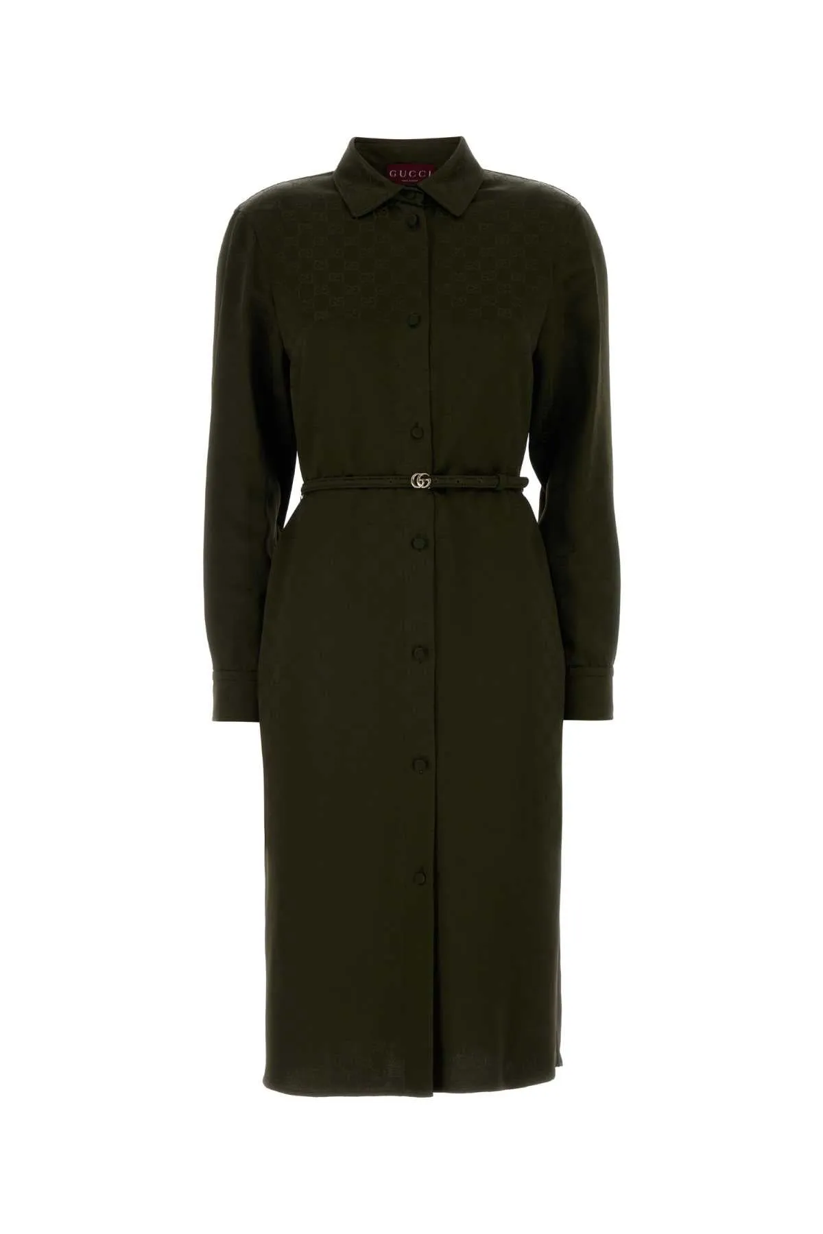 ARMY GREEN VISCOSE BLEND SHIRT DRESS sold by Lord & Taylor