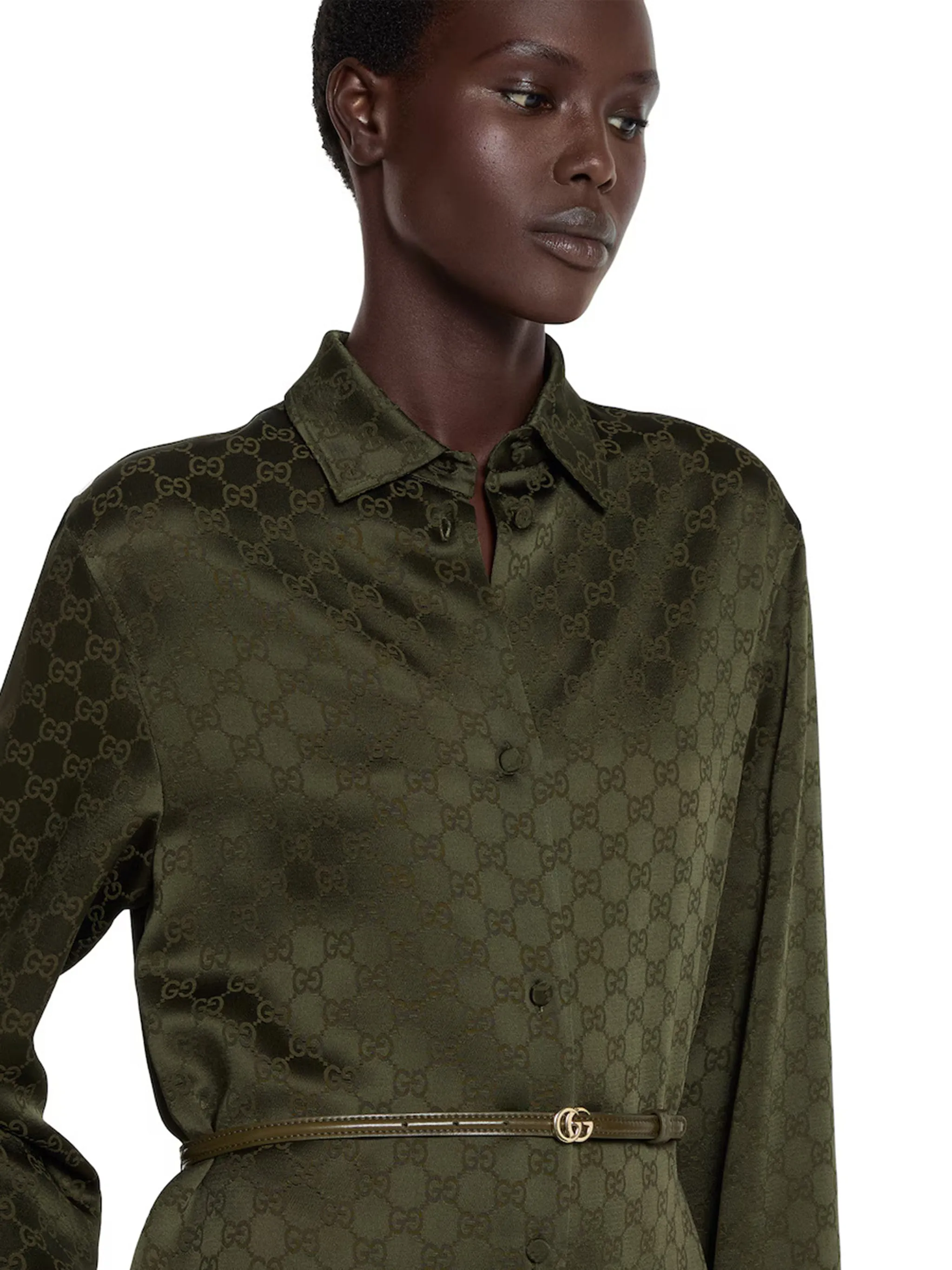 ARMY GREEN VISCOSE BLEND SHIRT DRESS sold by Lord & Taylor product image thumbnail 5