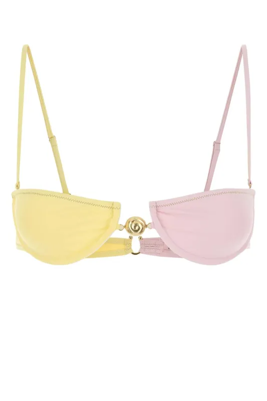 TWO-TONE STRETCH NYLON HOMMOND BIKINI TOP sold by Lord & Taylor