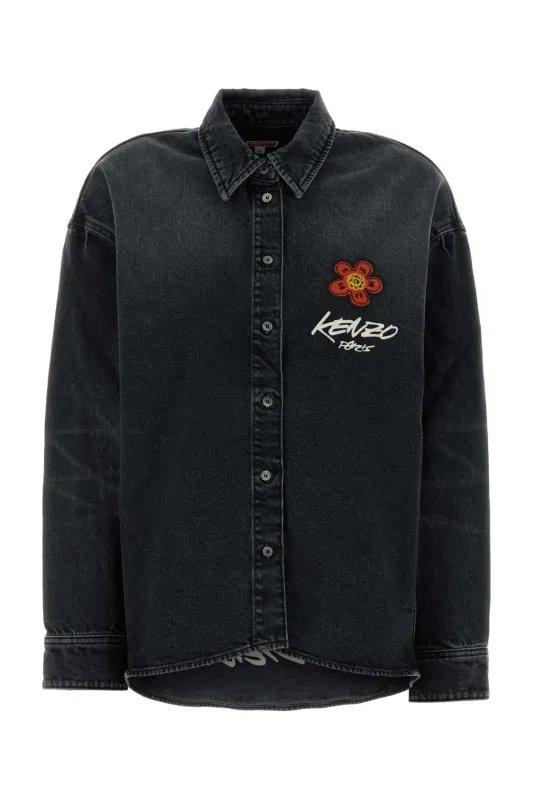 BLACK STRETCH DENIM SHIRT sold by Lord & Taylor