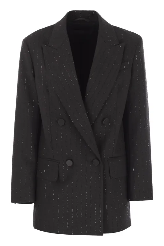 APPIA - DOUBLE-BREASTED BLAZER IN WOOL AND SEQUINS sold by Lord & Taylor