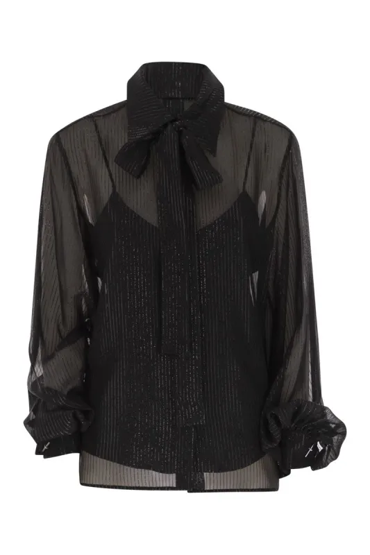 SCAFATI - STRIPED SILK CHIFFON BLOUSE sold by Lord & Taylor
