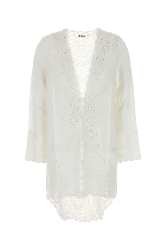 WHITE LINEN BELVOIR BLOUSE sold by Lord & Taylor