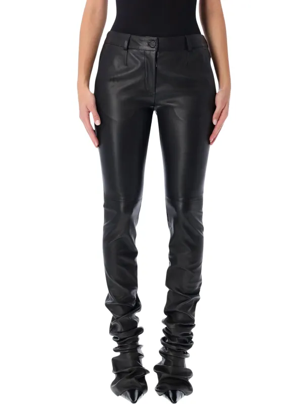 DOLCE & GABBANA BLACK STRETCH NAPPA LEATHER TROUSERS sold by Lord & Taylor