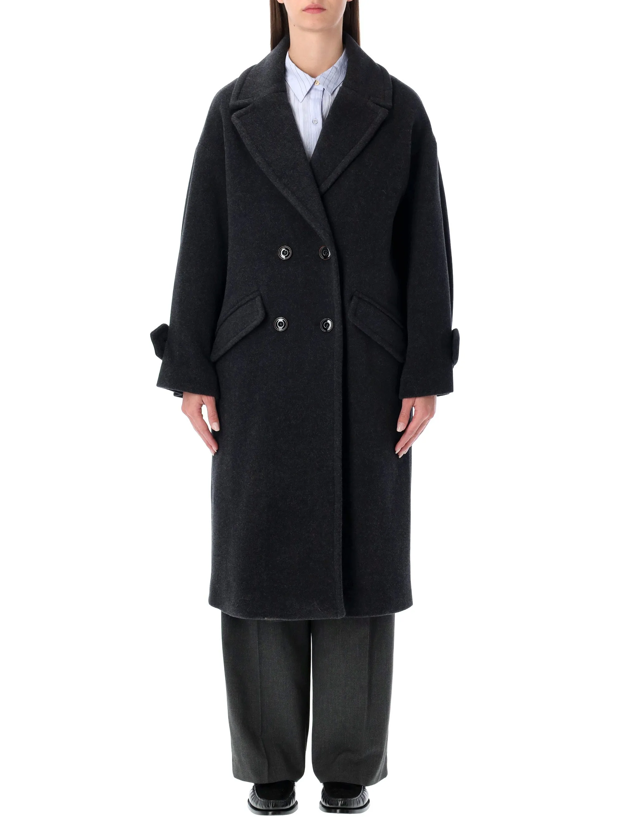 SESSÙN MIA RECYCLED WOOL DOUBLE-BREASTED COAT IN GREY sold by Lord & Taylor