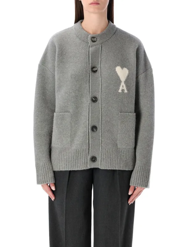 AMI PARIS ALPACA CARDIGAN WITH AMI DE CŒUR LOGO sold by Lord & Taylor