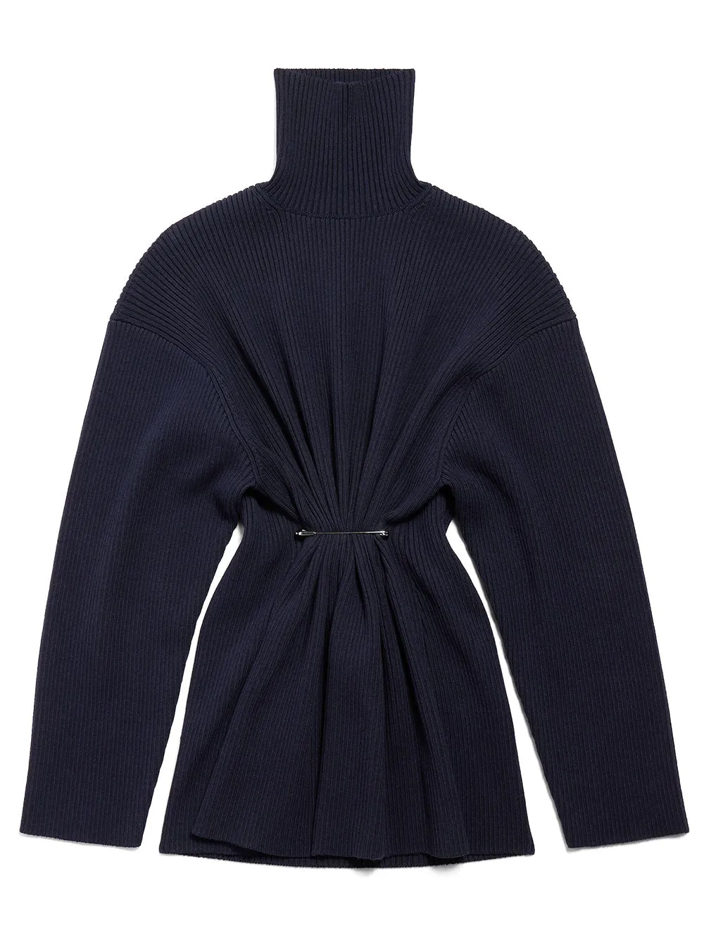 BALENCIAGA NAVY DRAPED KNIT PINCHED MINI DRESS sold by Lord & Taylor