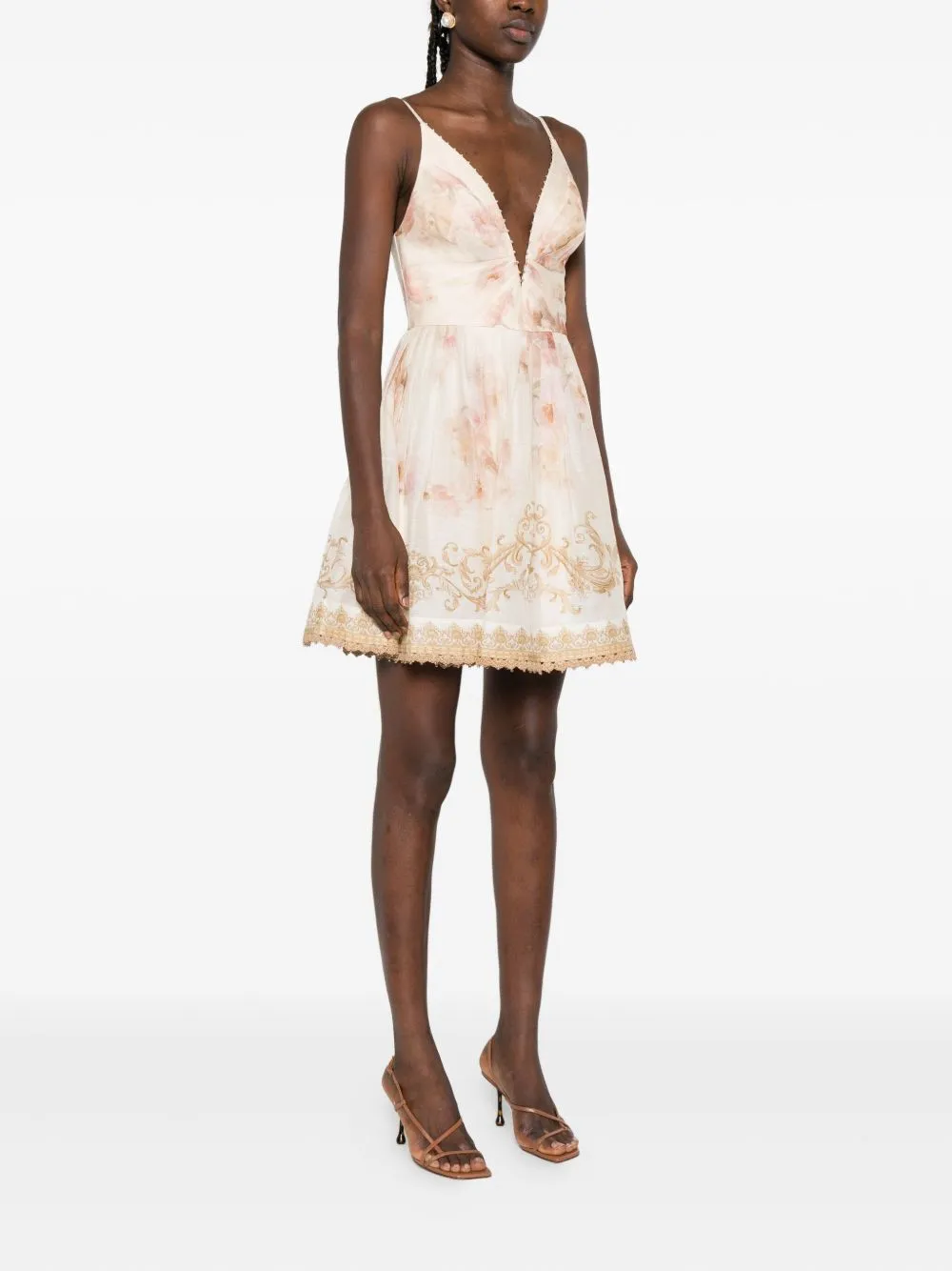 ZIMMERMANN HYPNOTIC SILK LINEN V NECK MINI DRESS sold by Lord & Taylor product image thumbnail 5