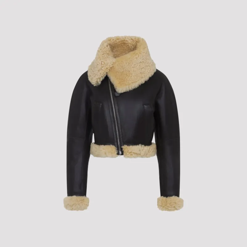 DARK BROWN THE AVIATORE LAMB LEATHER JACKET made by Jacquemus