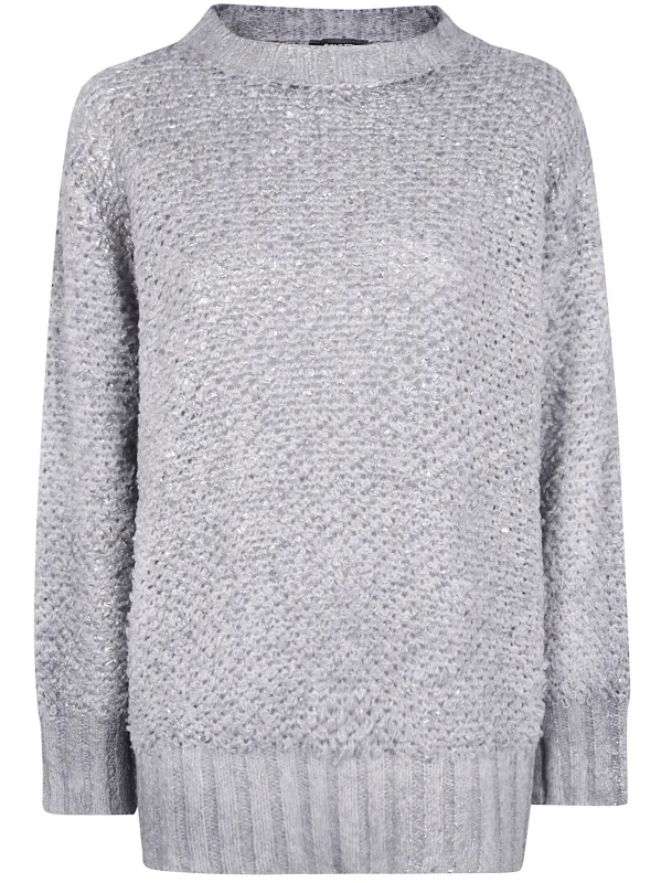 "HAND PAINTED" ROUND NECK FURRY STITCH PULLOVER WITH LAMINATION sold by Lord & Taylor
