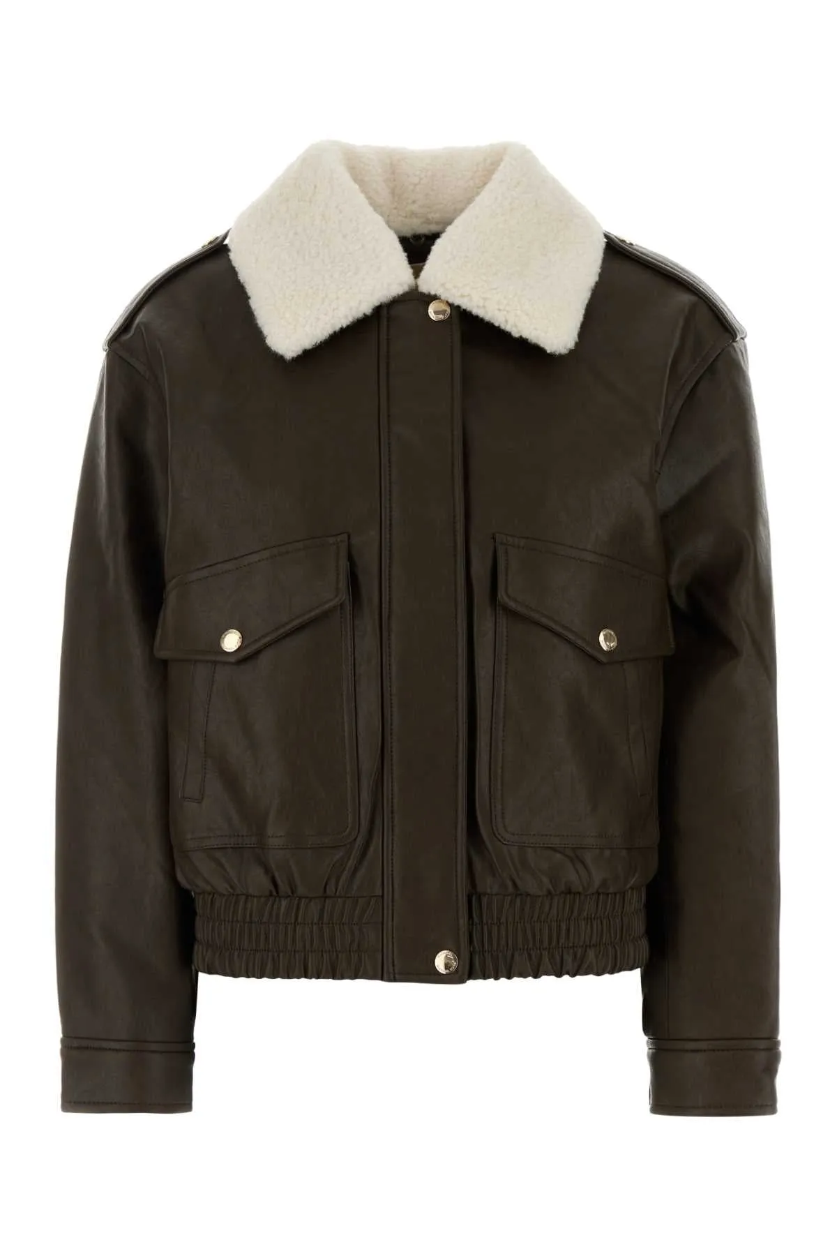 DARK BROWN SYNTHETIC LEATHER JACKET sold by Lord & Taylor