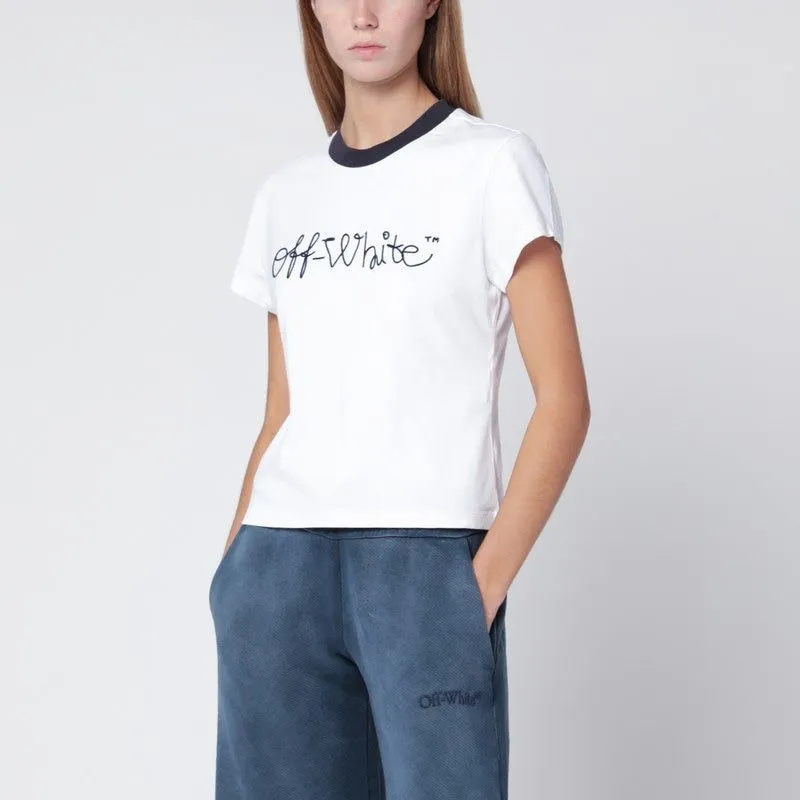 WHITE TSHIRT WITH BLUE EMBROIDERED LOGO sold by Lord & Taylor