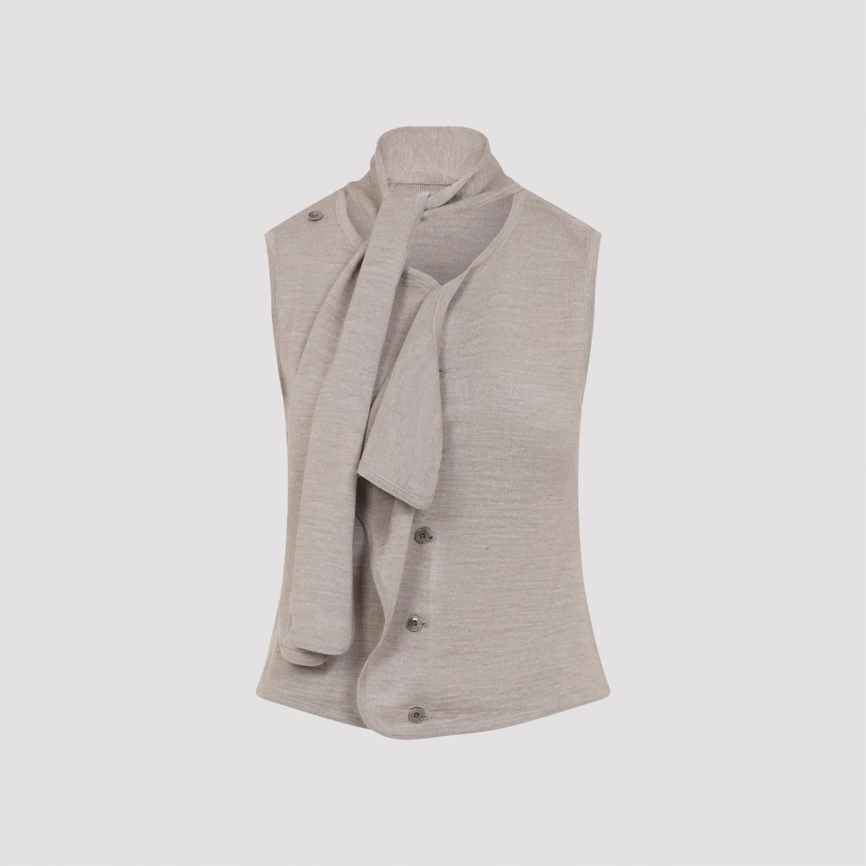 ANTHRACITE LIGHT TAUPE WOOL ASYMMETRICAL SLEEVELESS CARDIGAN sold by Lord & Taylor product image thumbnail 2