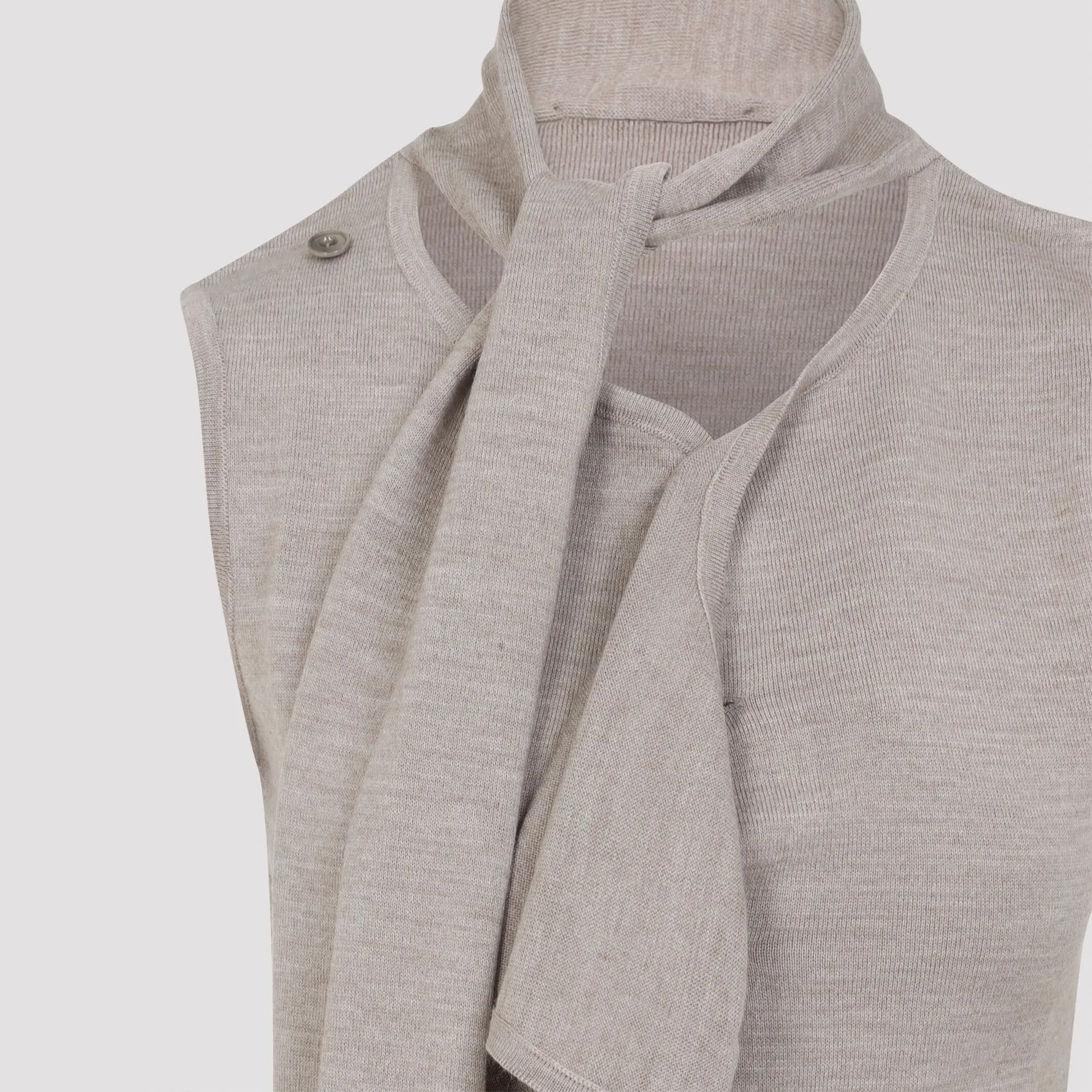 ANTHRACITE LIGHT TAUPE WOOL ASYMMETRICAL SLEEVELESS CARDIGAN sold by Lord & Taylor product image thumbnail 4