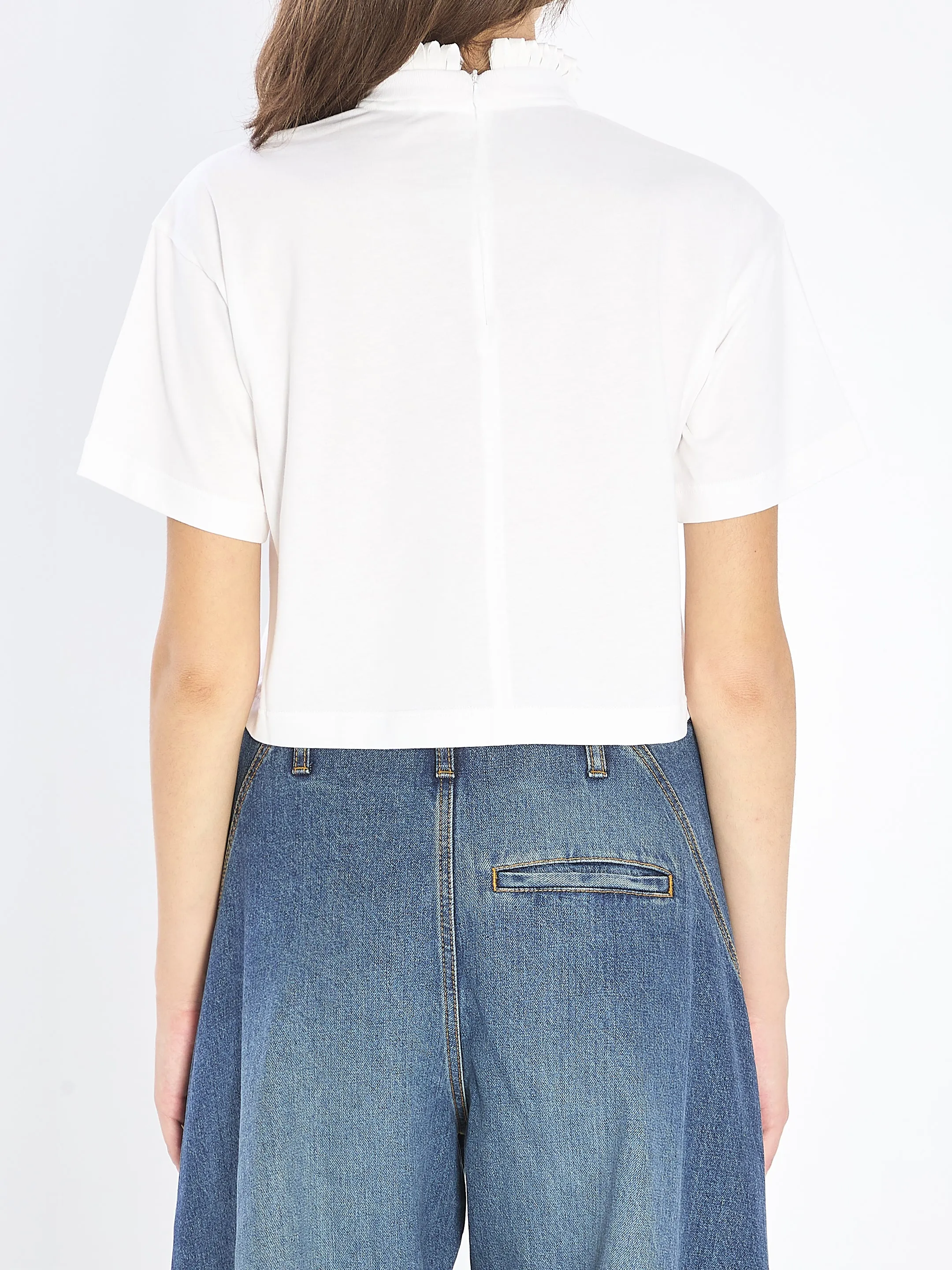 CROPPED T-SHIRT IN COTTON JERSEY sold by Lord & Taylor product image thumbnail 4
