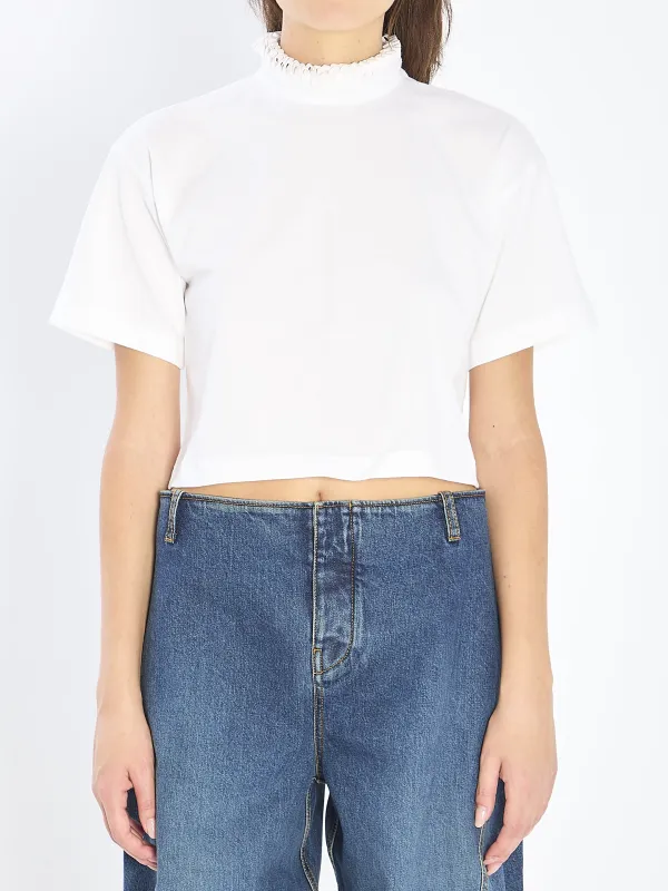 CROPPED T-SHIRT IN COTTON JERSEY sold by Lord & Taylor