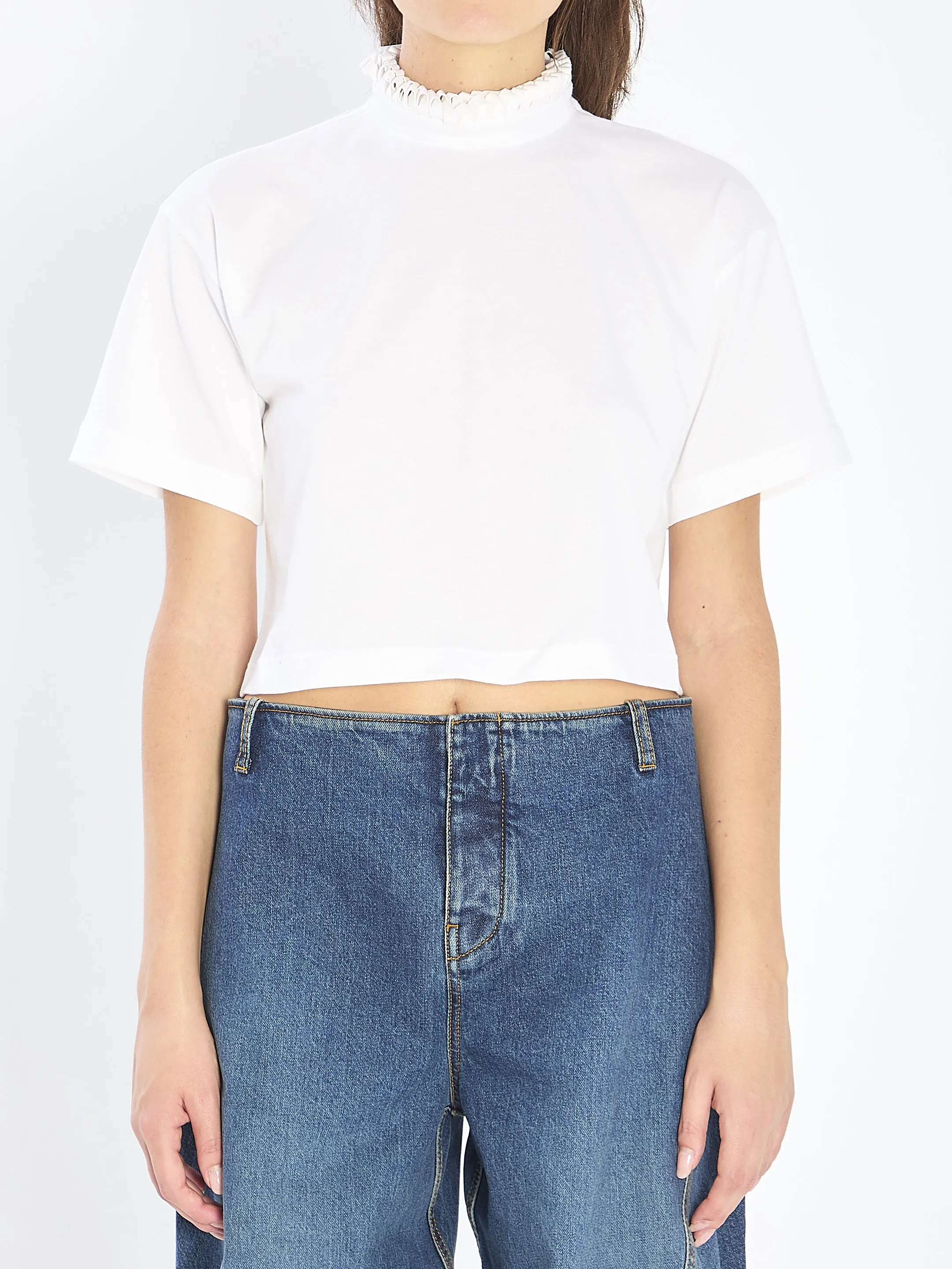 CROPPED T-SHIRT IN COTTON JERSEY sold by Lord & Taylor